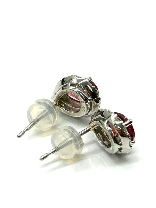NO BRAND Pear Garnet Diamond Earrings
