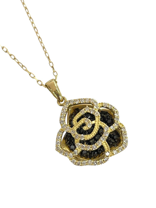 NO BRAND Camelia Black & White Diamond Necklace