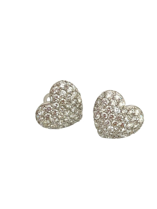 NO BRAND Heart Cluster Diamond Stud Earrings