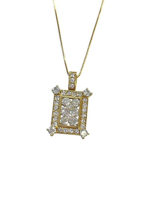 NO BRAND Square Cluster Diamond Necklace