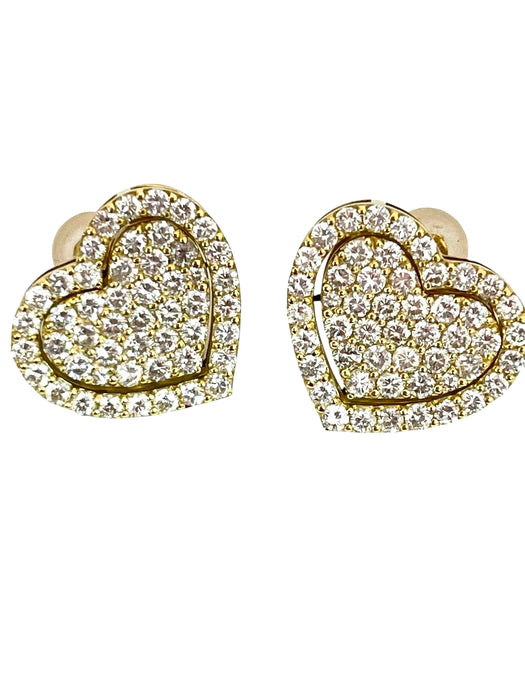 NO BRAND Heart Cluster Diamond Stud Earrings