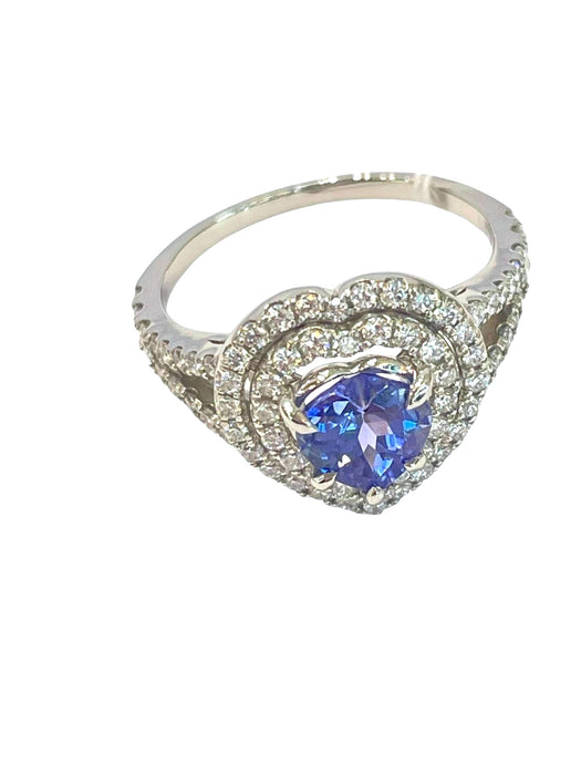 NO BRAND Tanzanite Heart Diamond Ring