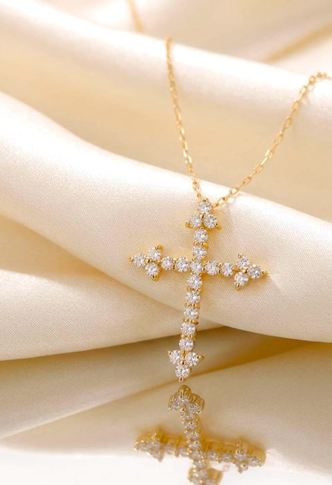 NO BRAND Cross Diamond Necklace