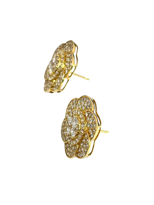 NO BRAND Floral Cluster Diamond Stud Earrings