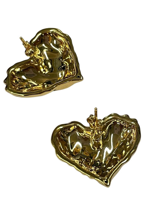 NO BRAND Heart Gold Stud Earrings