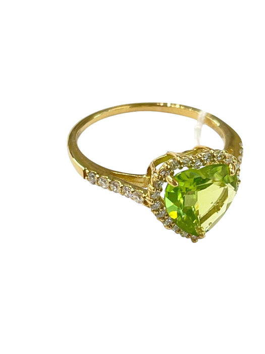 NO BRAND Peridot Heart Diamond Ring