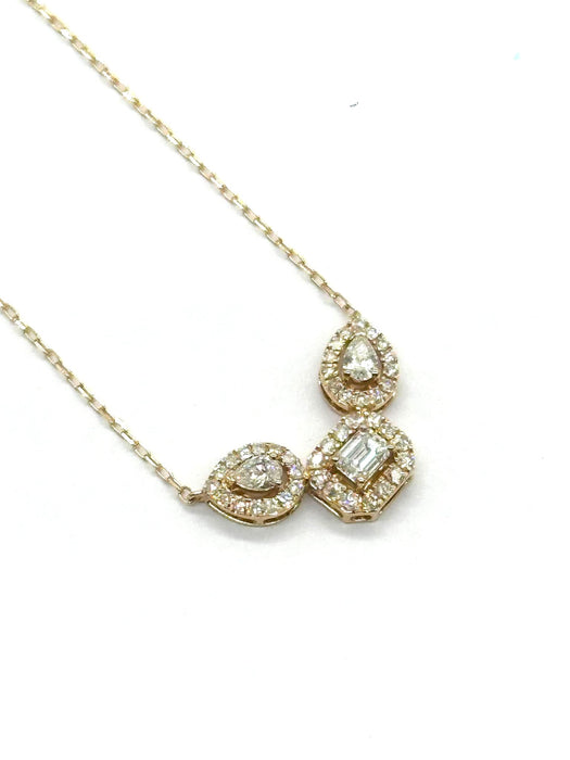 NO BRAND 3P Shape Diamond Necklace