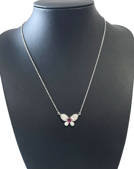 NO BRAND Ruby Butterfly Diamond Necklace