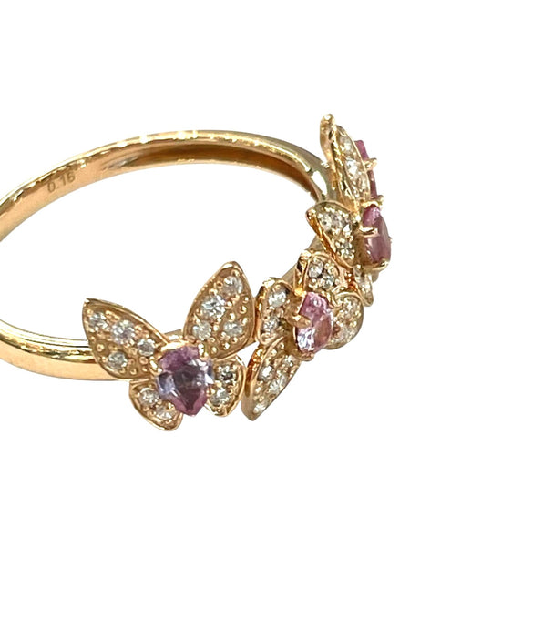 NO BRAND Pink Sapphire Butterfly Diamond Ring
