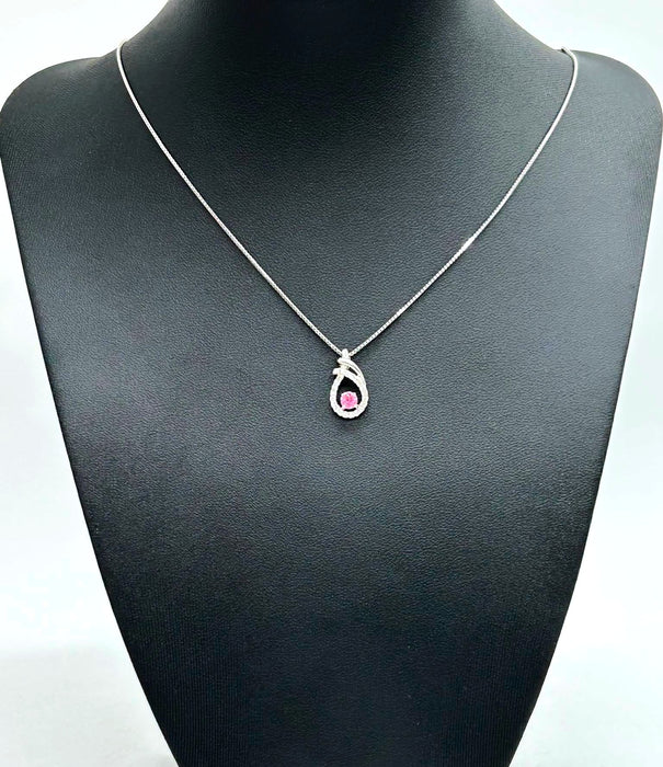 NO BRAND Pink Sapphire Diamond Necklace