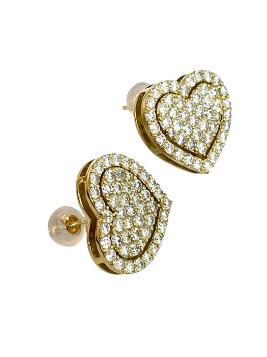 NO BRAND Heart Cluster Diamond Stud Earrings