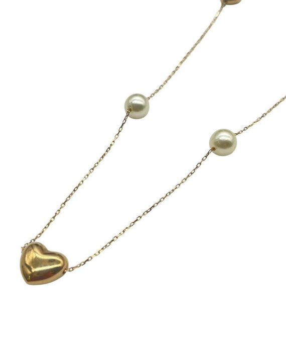 NO BRAND Heart Akoya Station Necklace