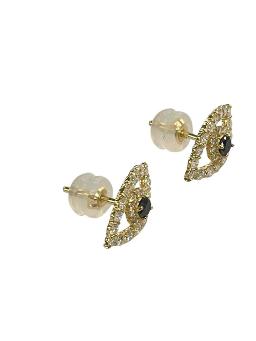 NO BRAND Evil Eye Black & White Diamond Stud Earrings