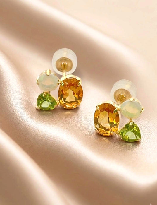 NO BRAND 3P Shape Multicolor Stud Earrings