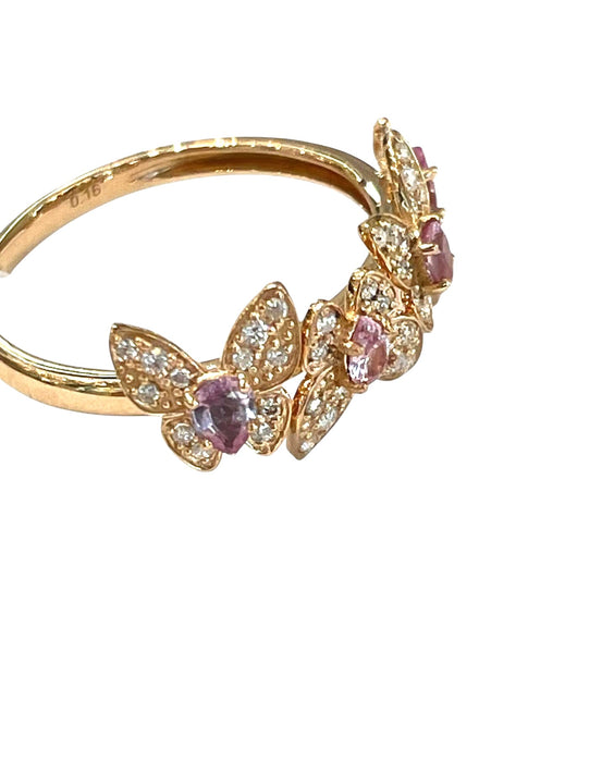 NO BRAND Pink Sapphire Butterfly Diamond Ring
