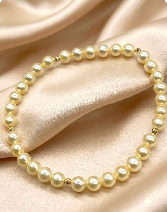 NO BRAND Akoya Pearl Golden Strand Bracelet