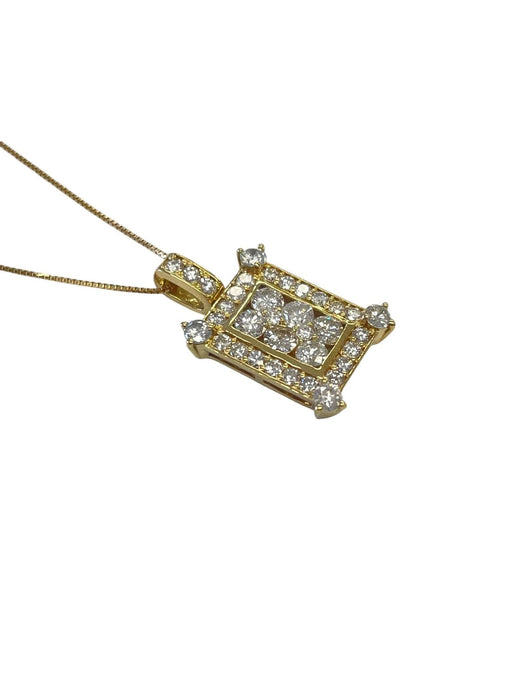 NO BRAND Square Cluster Diamond Necklace