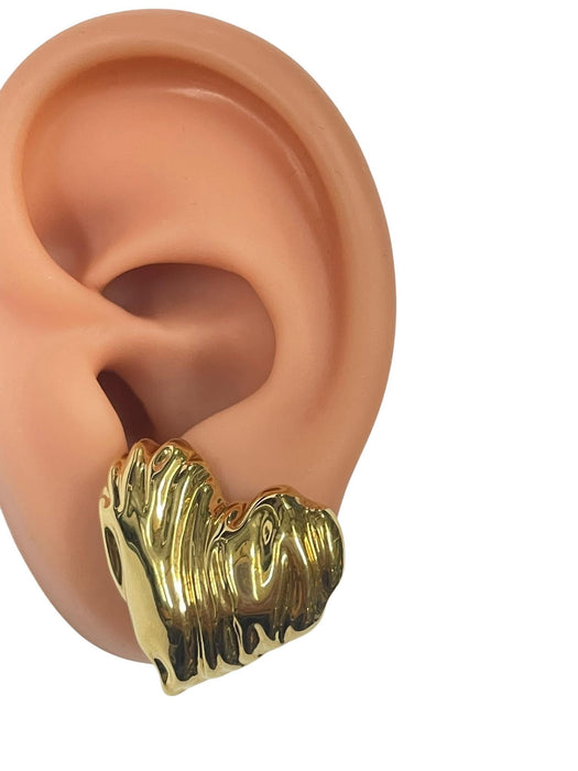 NO BRAND Heart Gold Stud Earrings