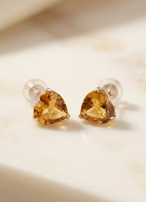 NO BRAND Citrine Heart Stud Earrings