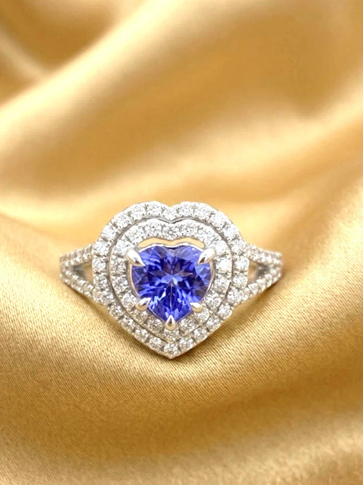 NO BRAND Tanzanite Heart Diamond Ring