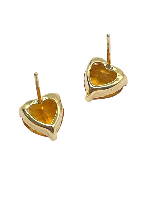 NO BRAND Citrine Heart Stud Earrings