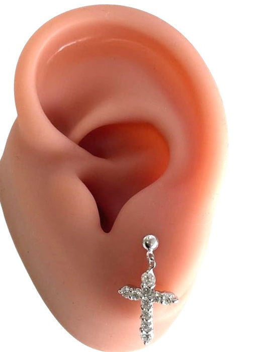 NO BRAND Cross Diamond Dangling Earrings