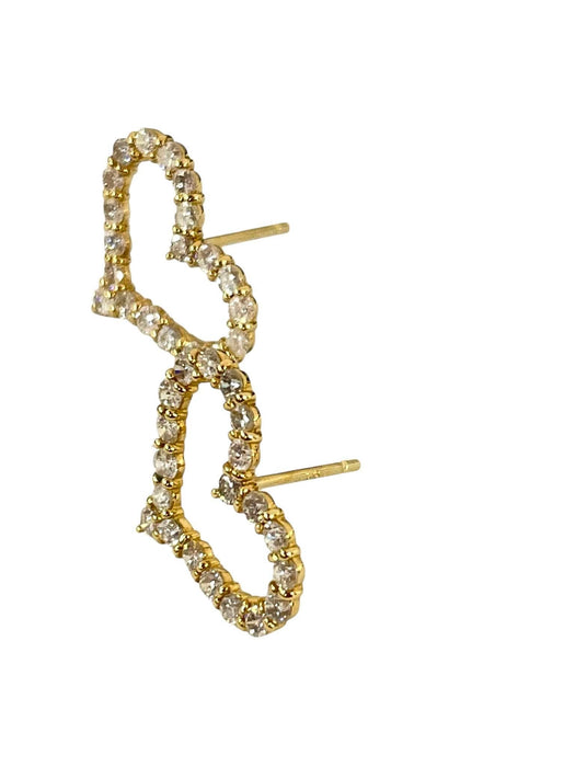 NO BRAND Open Heart Diamond Stud Earrings