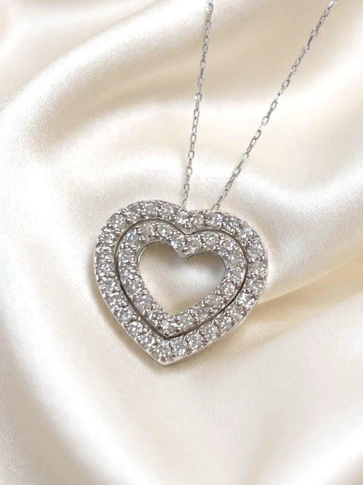 NO BRAND Heart Cluster Diamond Necklace