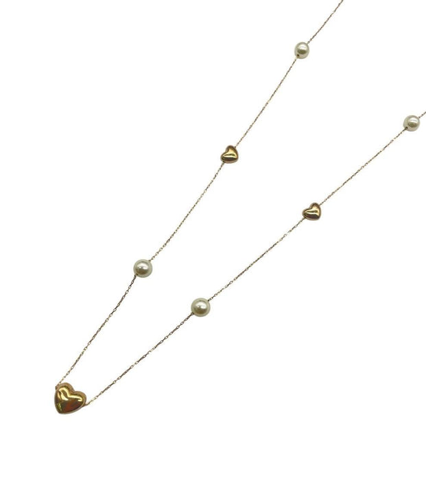 NO BRAND Heart Akoya Station Necklace