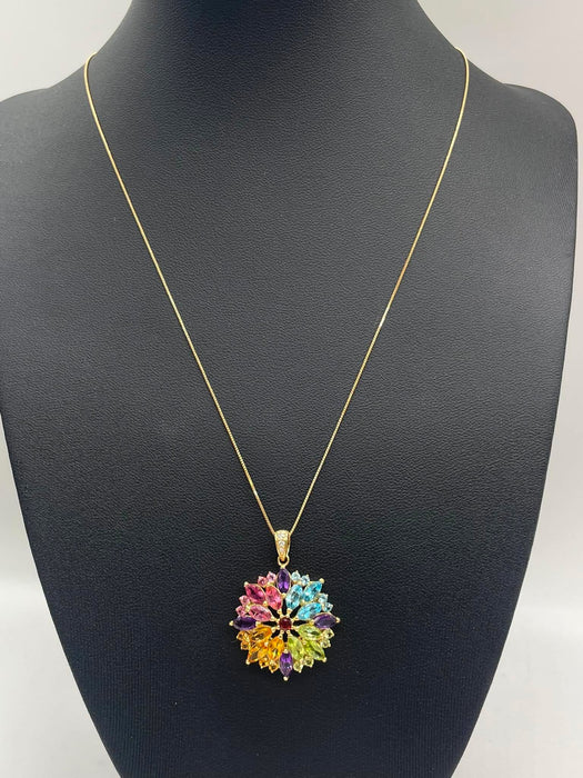 NO BRAND Multicolor Stone Diamond Necklace