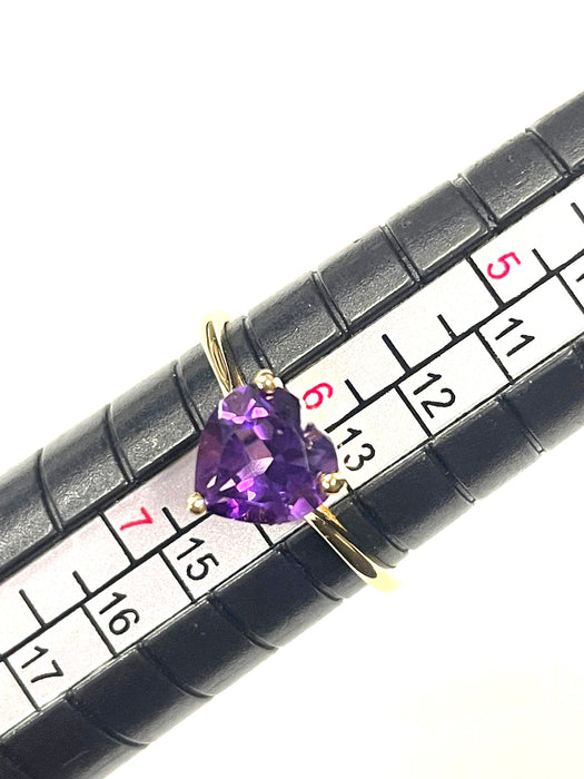 NO BRAND Amethyst Heart Ring