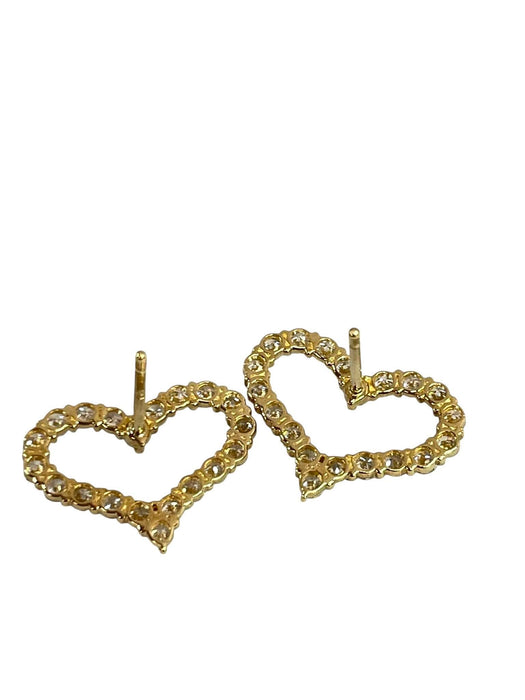 NO BRAND Open Heart Diamond Stud Earrings