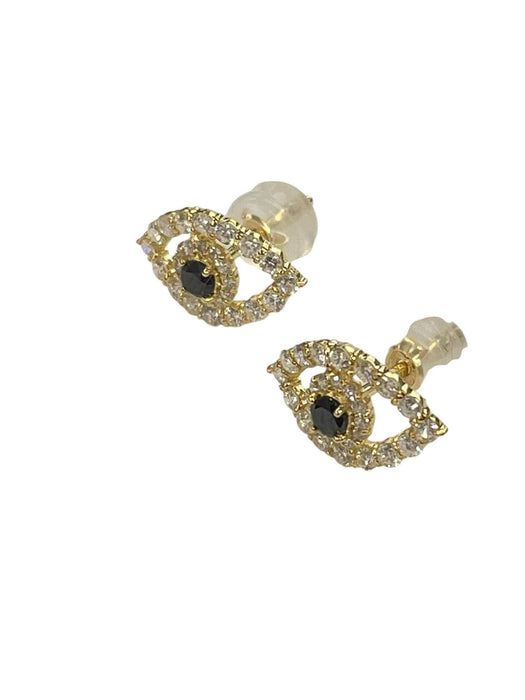 NO BRAND Evil Eye Black & White Diamond Stud Earrings