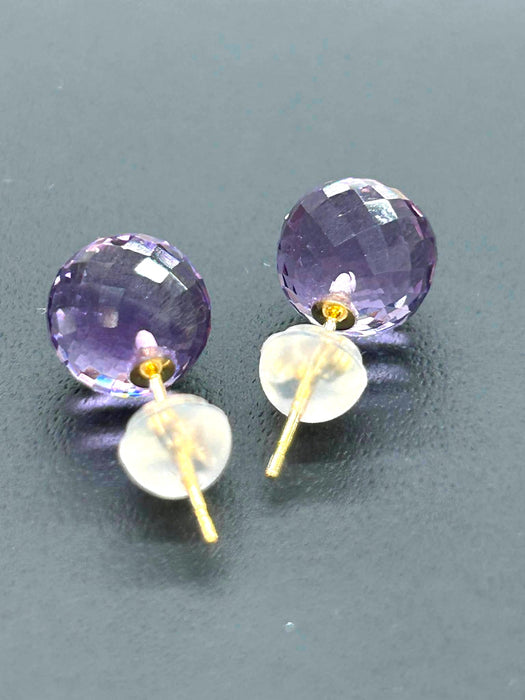 NO BRAND Amethyst Mirror Ball Stud Earrings