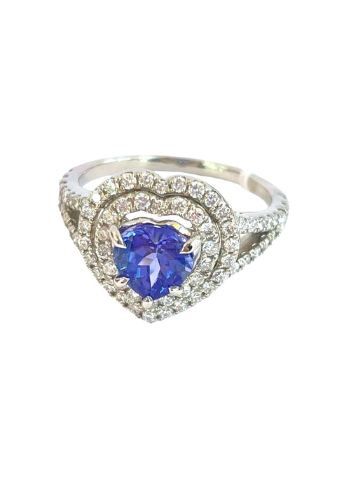 NO BRAND Tanzanite Heart Diamond Ring