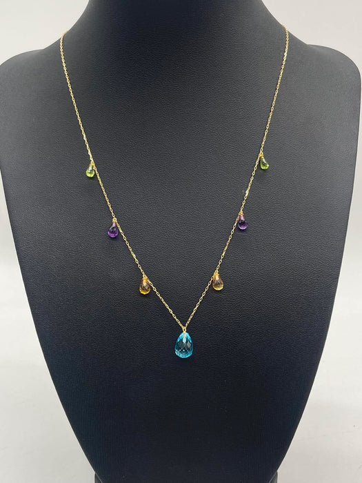 NO BRAND Multicolor Pear Shape Station Necklace