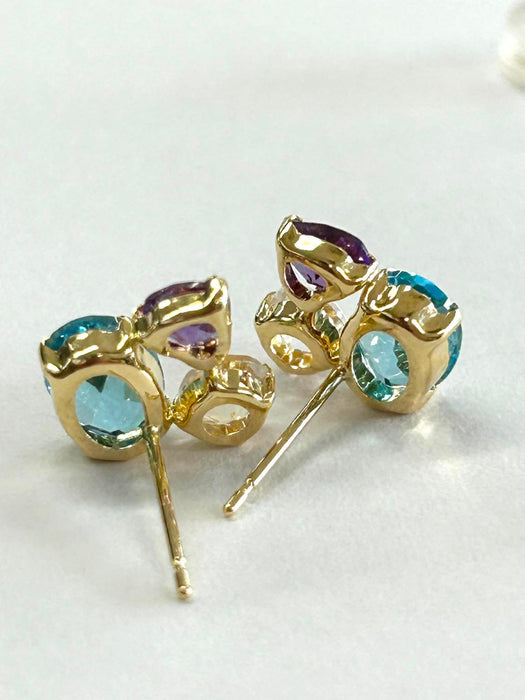 NO BRAND 3P Stone Stud Earrings