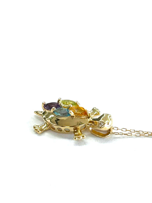 NO BRAND Multicolor Turtle Diamond Necklace