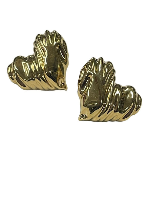 NO BRAND Heart Gold Stud Earrings
