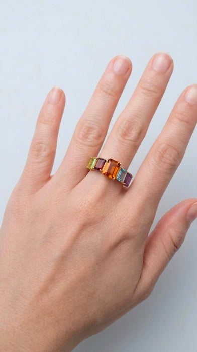NO BRAND Multicolor Stone Ring