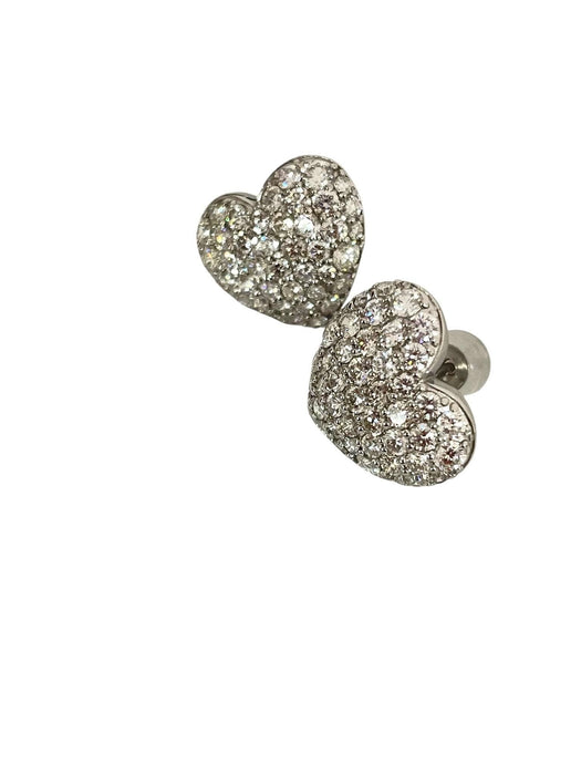 NO BRAND Heart Cluster Diamond Stud Earrings
