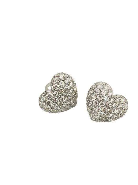 NO BRAND Heart Cluster Diamond Stud Earrings