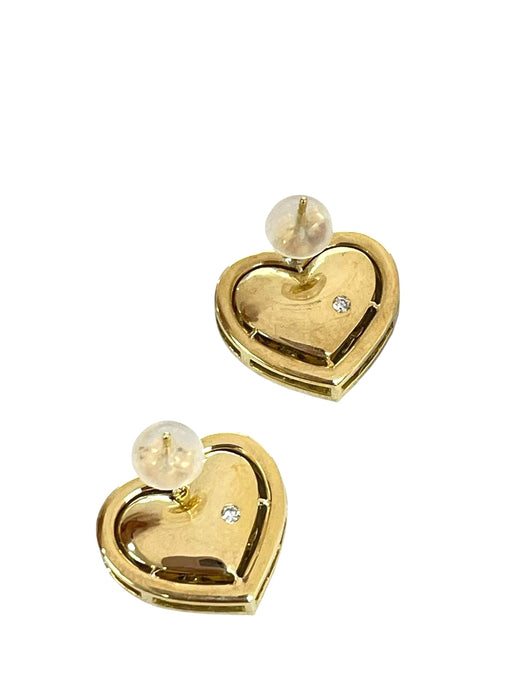 NO BRAND Heart Cluster Diamond Stud Earrings