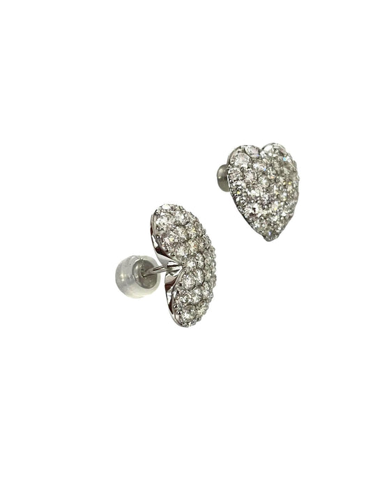 NO BRAND Heart Cluster Diamond Stud Earrings