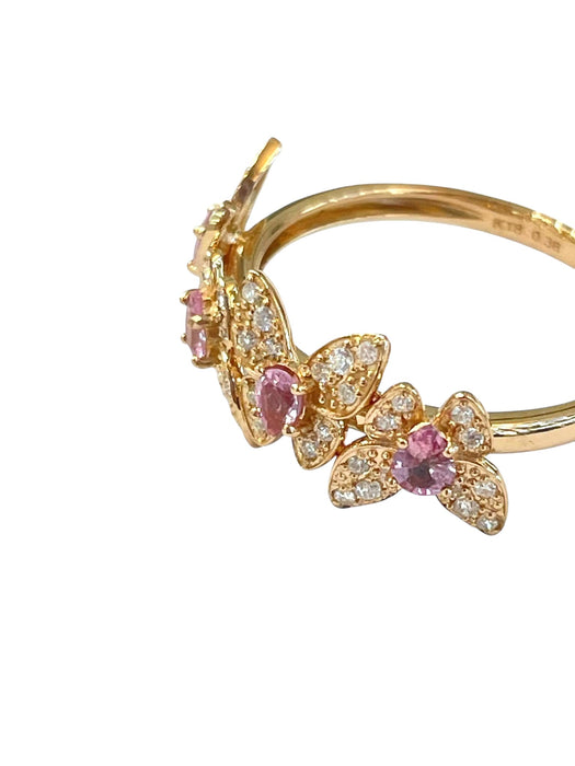 NO BRAND Pink Sapphire Butterfly Diamond Ring
