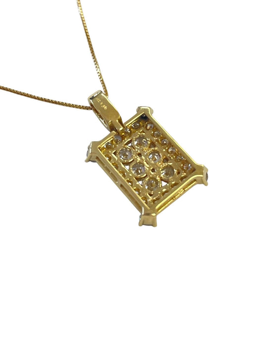 NO BRAND Square Cluster Diamond Necklace