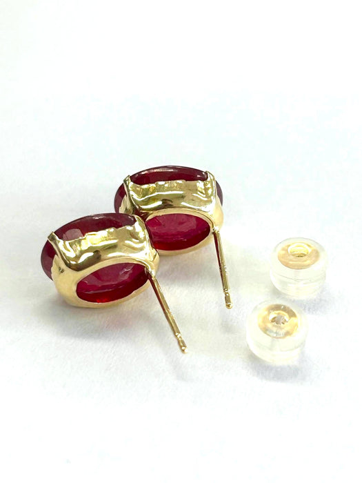 NO BRAND Ruby Impregnated Stud Earrings