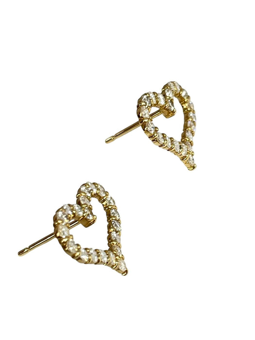 NO BRAND Open Heart Diamond Stud Earrings