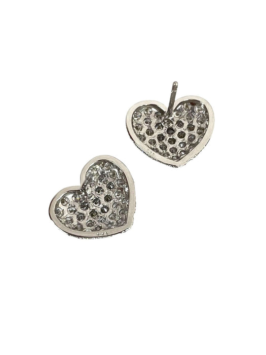 NO BRAND Heart Cluster Diamond Stud Earrings