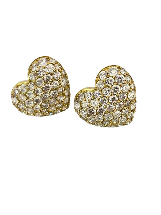 NO BRAND Heart Cluster Diamond Stud Earrings